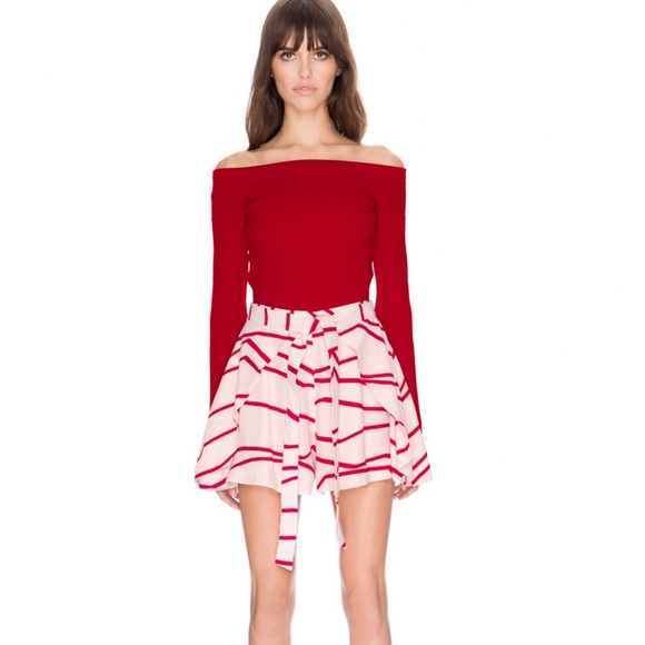 C/MEO Collective Pants - C/MEO Collective Red and White Skater Skort